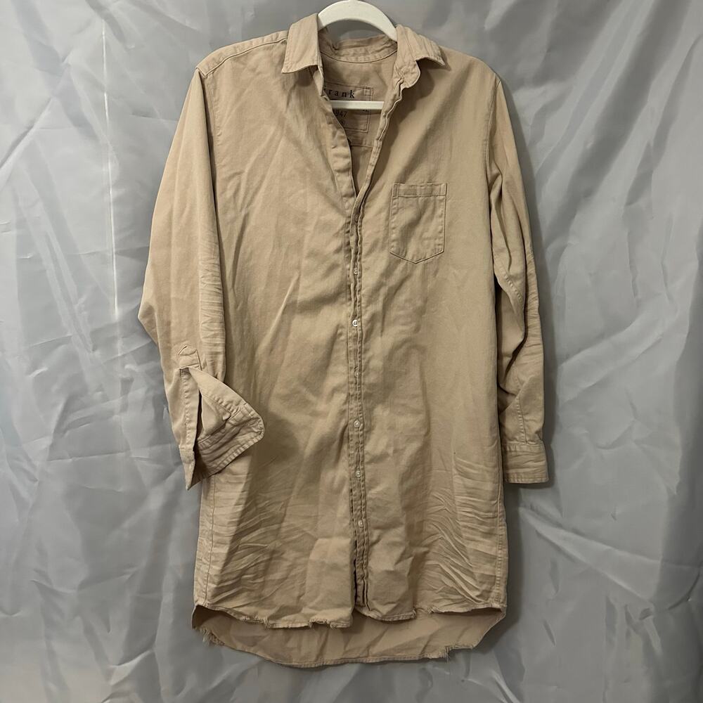 Frank & Eileen Mary Shirt Dress Beige Long Button Front Small